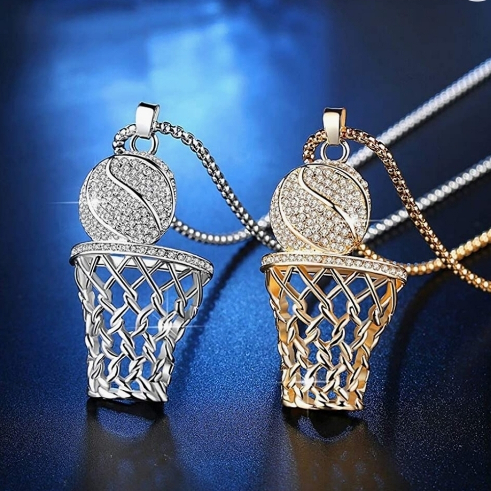 Silver Basketball Hoop Necklace